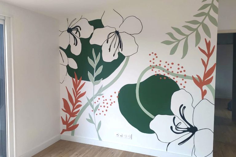 Fresque murale fleurs - Atelier Lunaïa