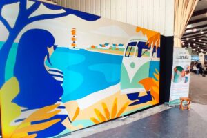 fresque murale réalisée en direct pendant l'événement Van Life Expo à Rennes (35)